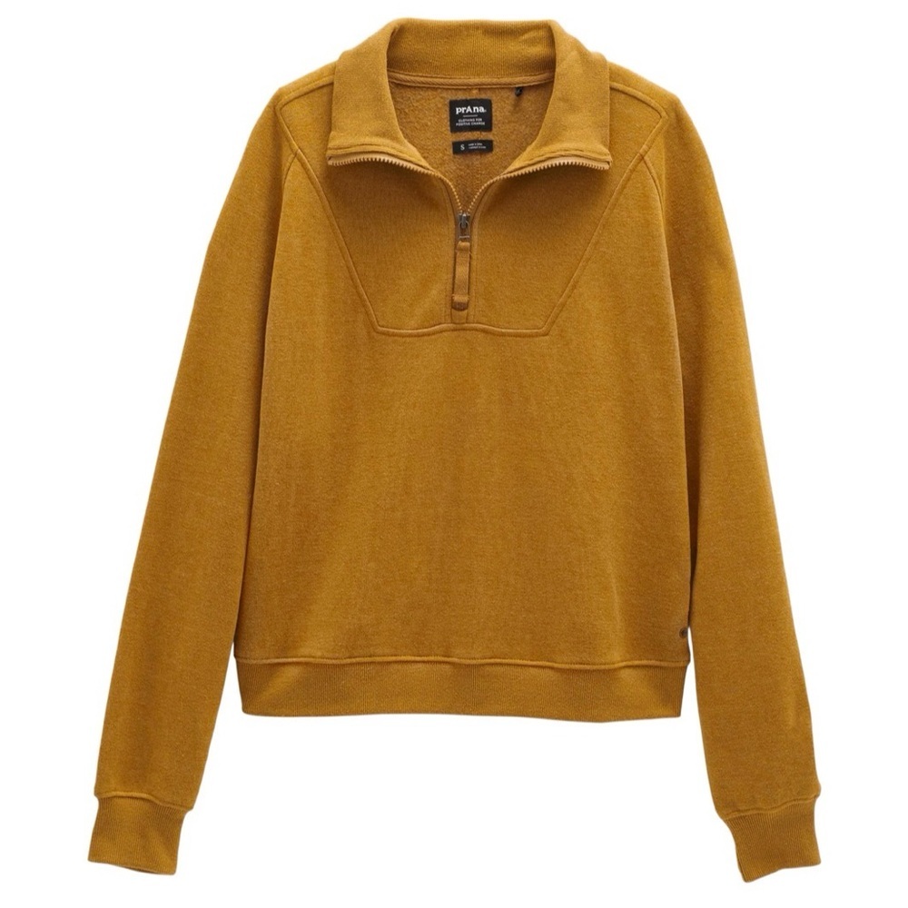 prAna Cozy Up French Terry Sweatshirt Womens Size X-Small Brown 1/4 Zip Pullover